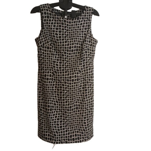 AGB Women’s Black White Circle Print Sleeveless Sheath Dress Classic Size 12 - Picture 2 of 15